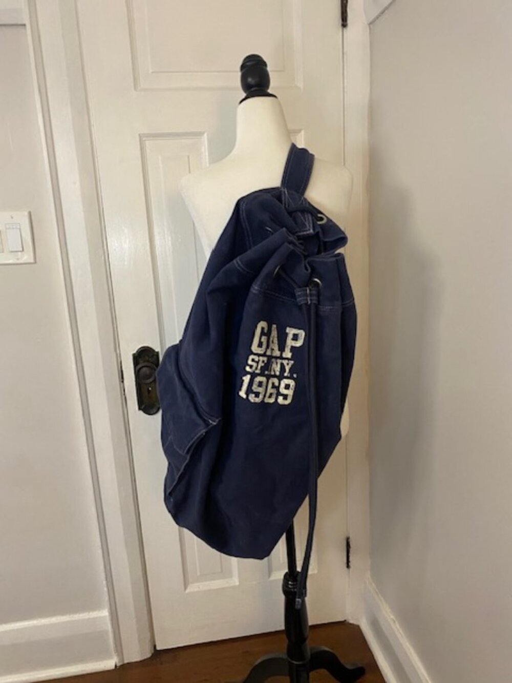 Vintage GAP Cotton Duffle bag Laundry College Blue Travel - Picture 4 of 12